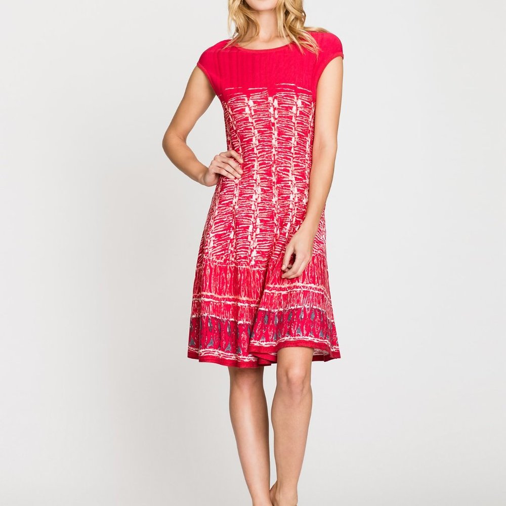 NIC+ZOE - Garden Party Dress *NEW* Cosmo Red Women's XXL, Cap Sleeve, Bold Color